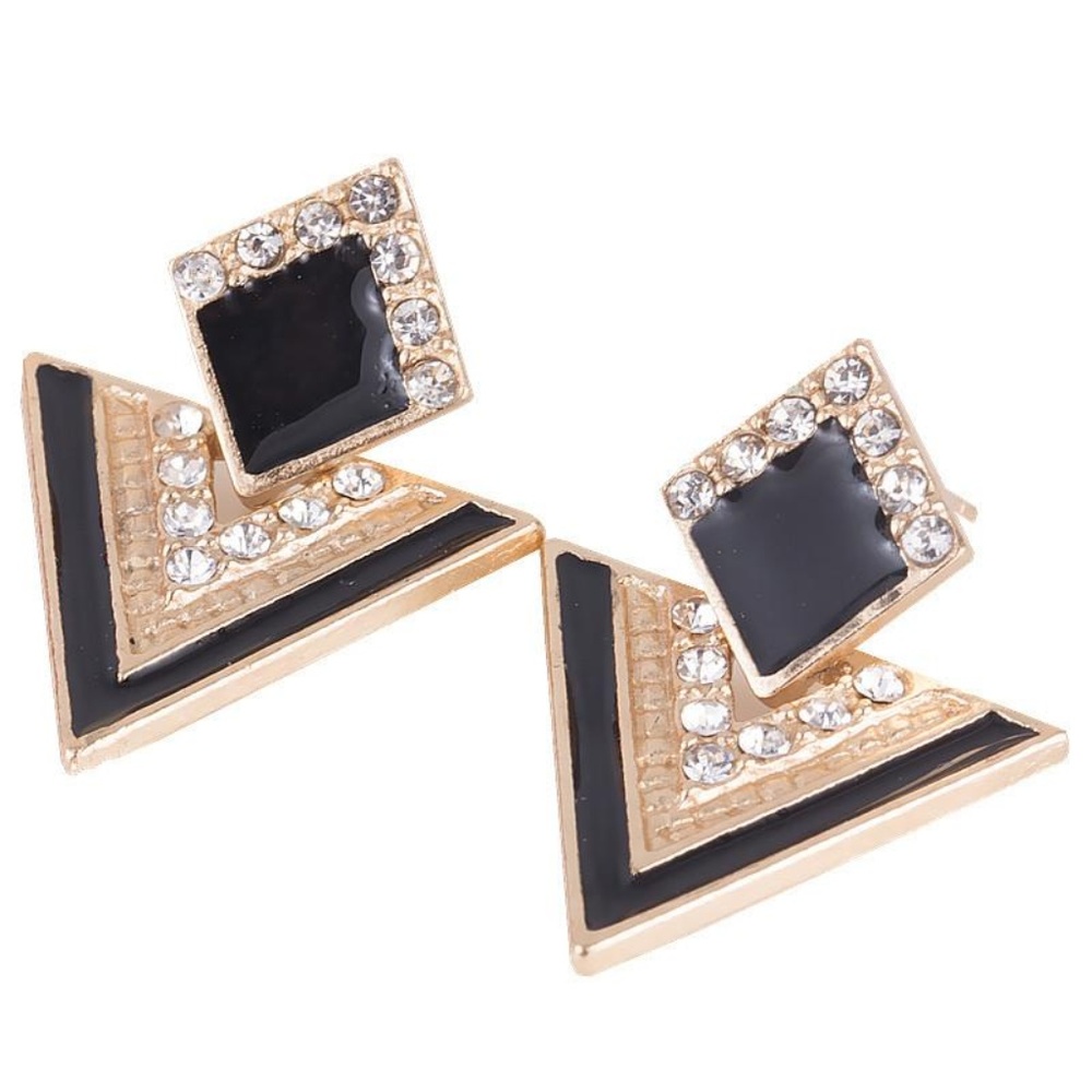 Triangle Rhinestone Fashion Earrings